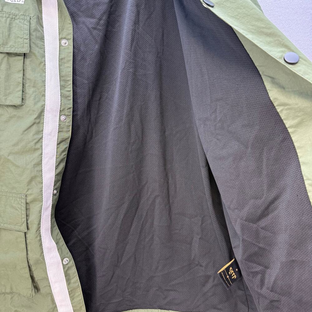 Love to Kleep Short Sleeve Coach Jacket Men L Olive Green Black Street Wear - Picture 4 of 15